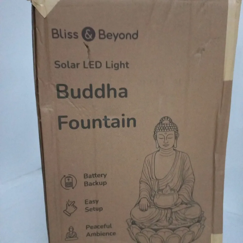 BLISS & BEYOND BUDDHA FOUNTAIN – SOLAR LED GARDEN WATER FEATURE