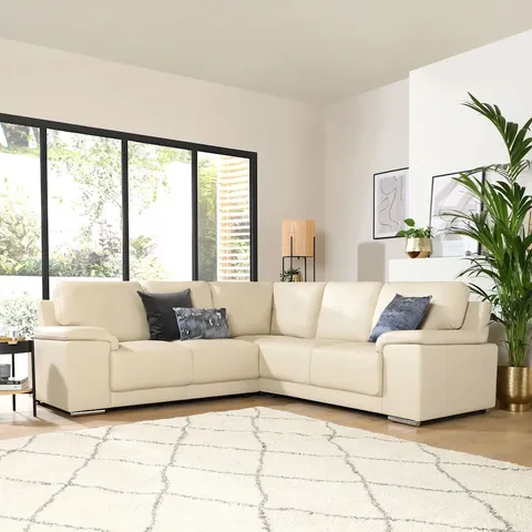 BOXED KANSAS CORNER SOFA, IVORY PREMIUM FAUX LEATHER (3 BOXES)