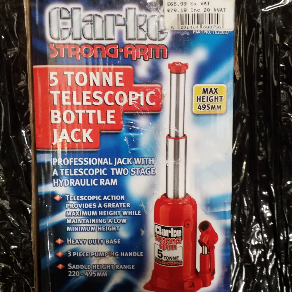 BOXED CLARKE CTBJ5 5 TONNE TELESCOPIC BOTTLE JACK