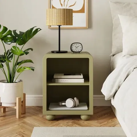 BOXED CAMI BEDSIDE TABLE - SOFT OLIVE GREEN (1 BOX)