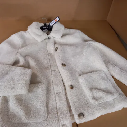 M&S COLLECTION TEDDY STYLE COAT IN WHITE - UK 10