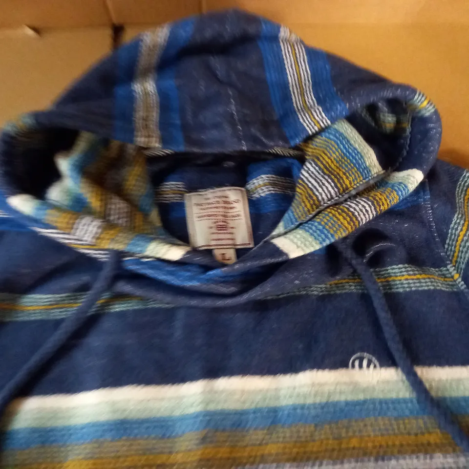 FAT FACE NAVY STRIPE HOODIE - L