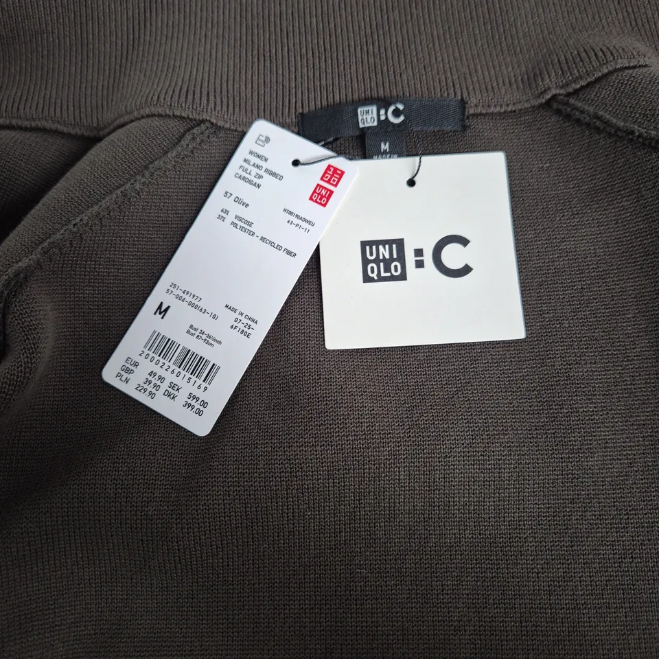 UNIQLO WOMEN'S MILANO RIBBED FULL-ZIP CARDIGAN – OLIVE, SIZE M