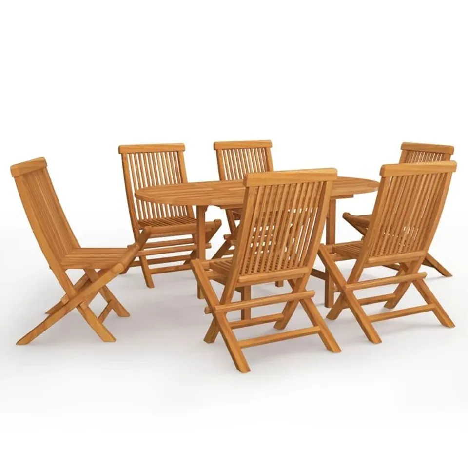 BOXED DAKOTA FIELDS CHARLMONT OVAL 6-PERSON 160cm LONG TEAK DINING SET (3 BOXES)