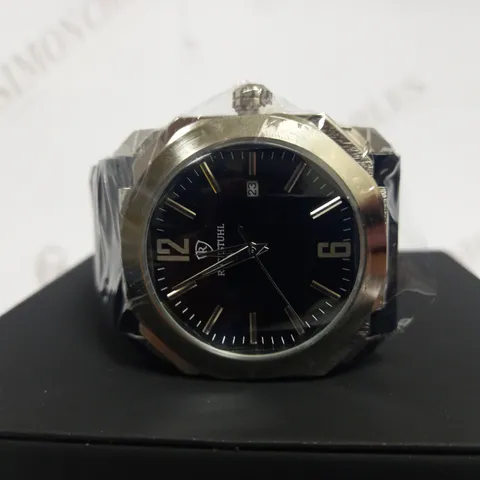 RUCKSTUHL OCTAGONAL FACE RUBBER STRAP WATCH