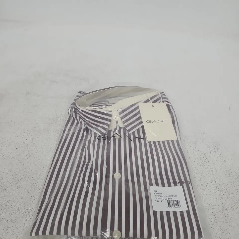 GANT REG CLASSIC POPLIN STRIPED SHIRT – DARKENED WINE, EU SIZE 40