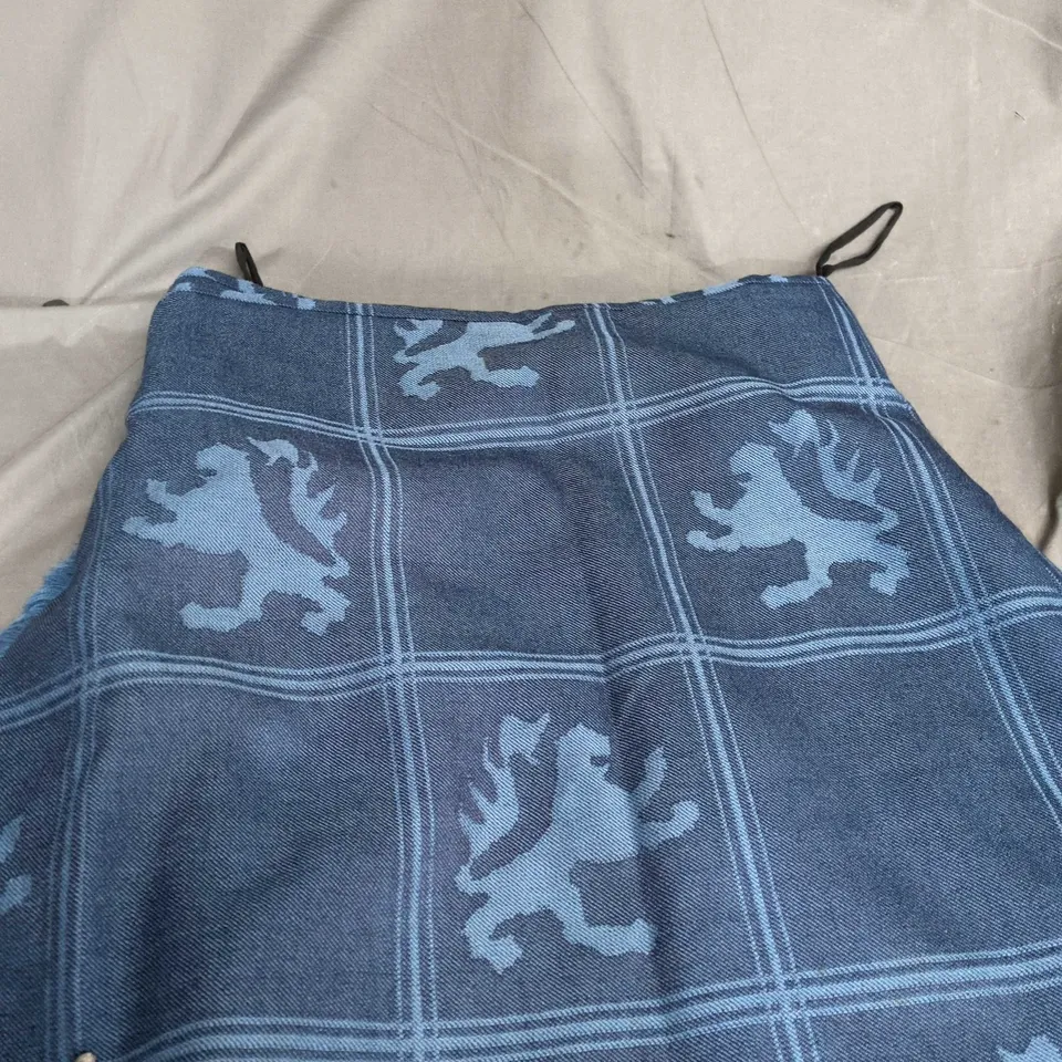 EDGAR OF SCOTLAND BLUE WOOL KILT – 100% PURE NEW WOOL, MADE IN SCOTLAND - SIZE UNSPECIFIED 