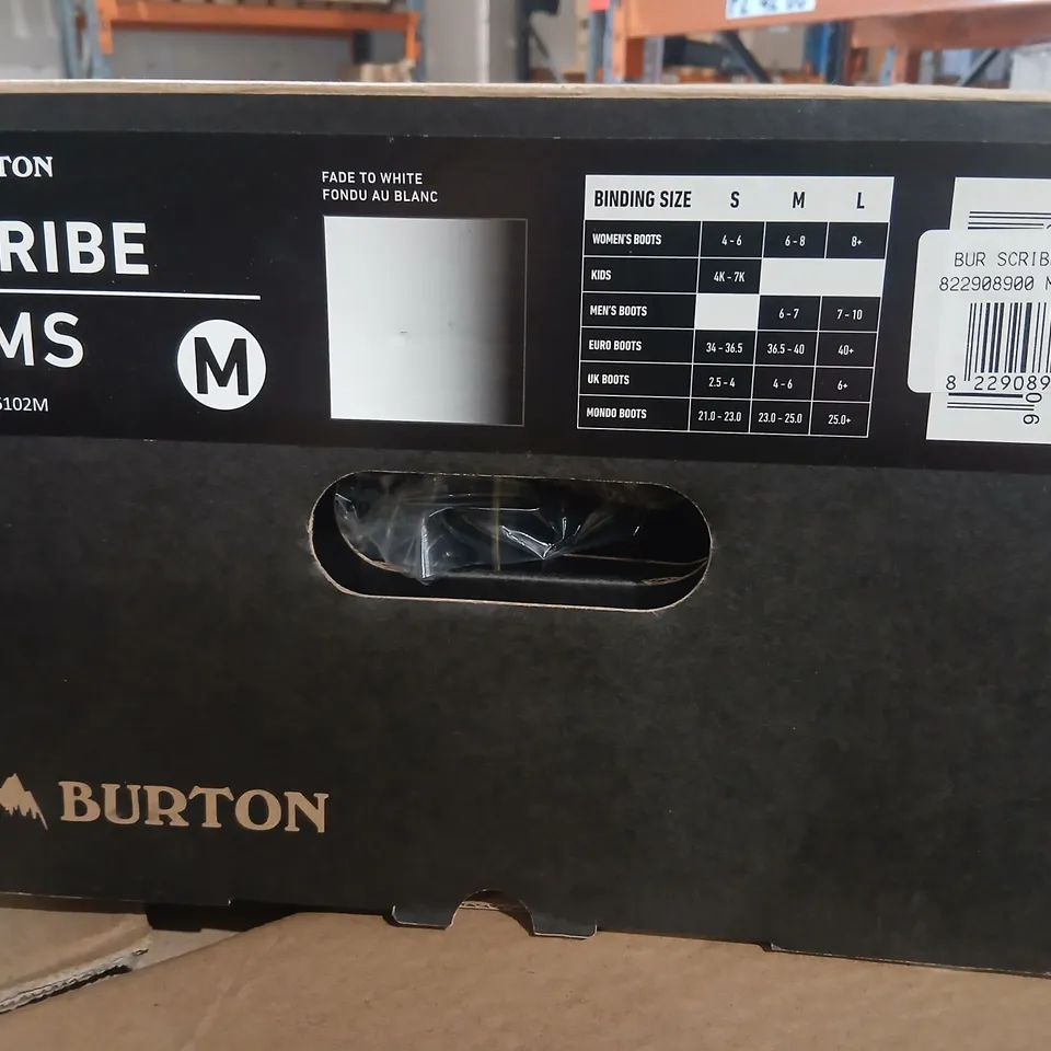 BURTON SCRIBE WMS SNOWBOARD BINDINGS – WOMEN'S, SIZE M, WHITE