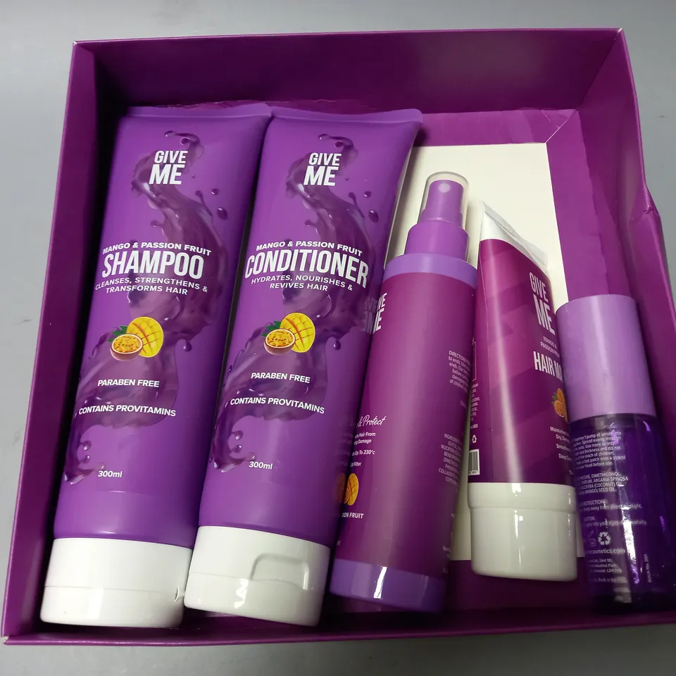 BOXED GIVE ME HAIRCARE SET - MANGO & PASSIONFRUIT