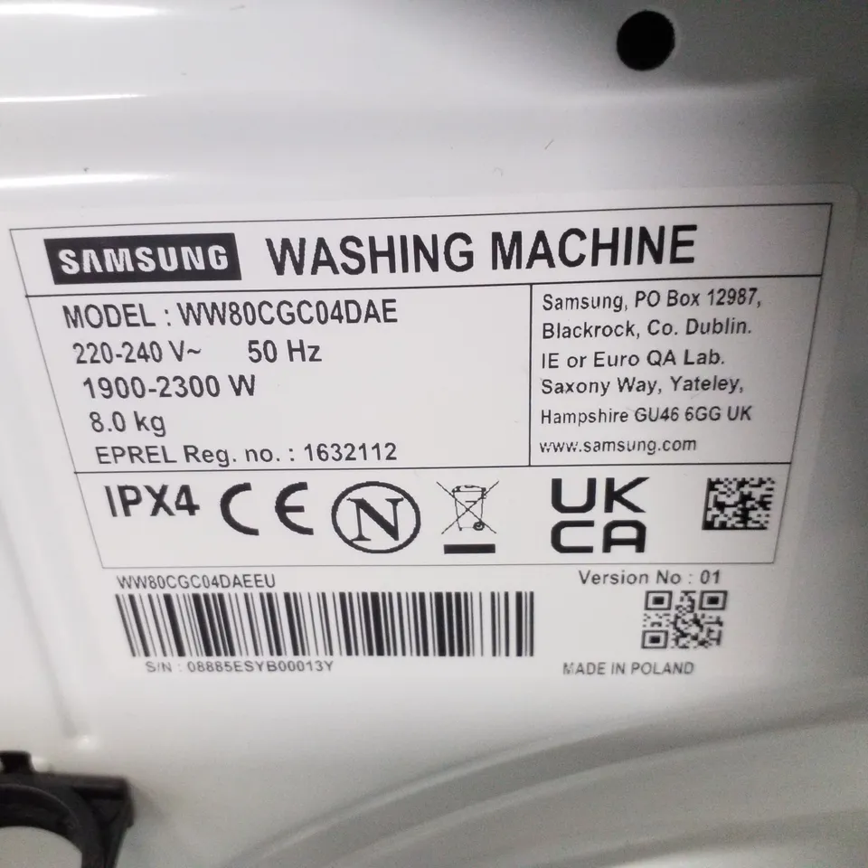 SAMSUNG SERIES 5 AI ENERGY WW90CGC04DAEEU 9KG LOAD, 1400 SPIN ECOBUBBLE WASHING MACHINE WITH SMARTTHINGS - WHITE