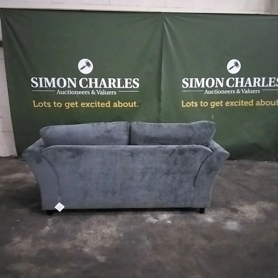 QUALITY DESIGNER CANTERBURY GREY FABRIC 2-SEATER SOFA