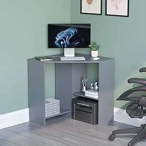 BOXED VIDA HETTON CORNER COMPUTER DESK - GREY (1 BOX)