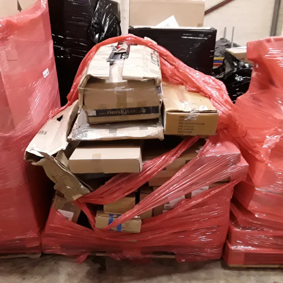 PALLET TO CONTAIN AN ASSORTMENT OF HOUSEHOLD ITEMS TO INCLUDE SHELVES, TV WALL MOUNT AND WALL CLOCKS ECT