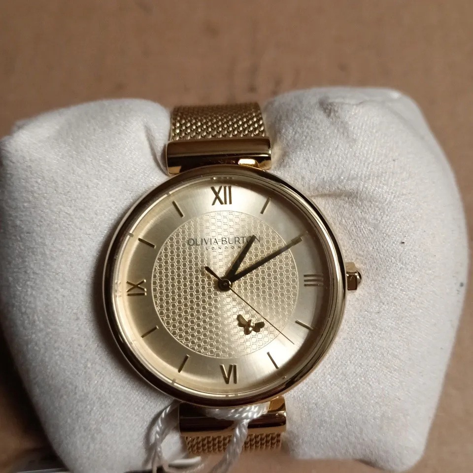 OLIVIA BURTON LONDON GOLD-TONE MESH BRACELET WATCH
