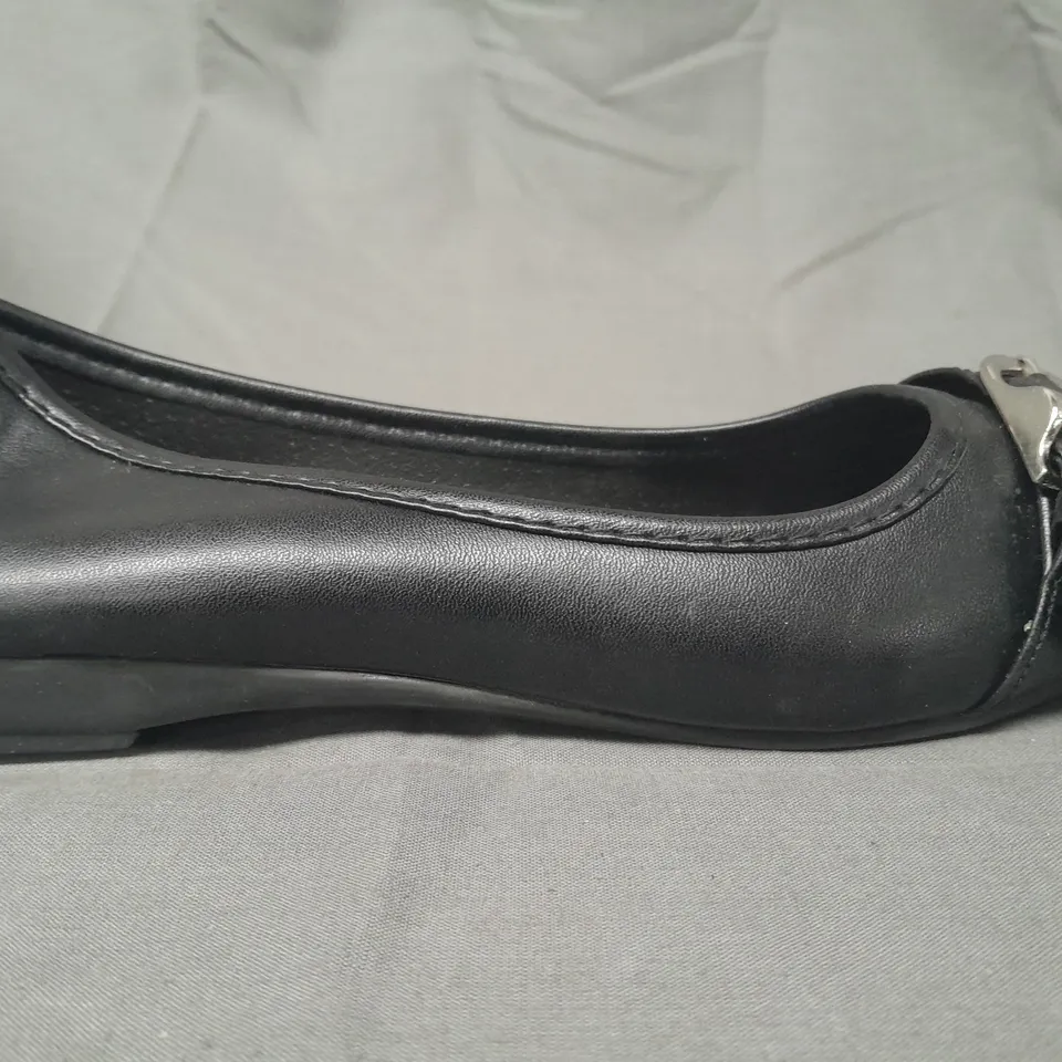 BOXED PAIR OF SOFIA PEEP TOE SLIP-ON SHOES IN BLACK EU SIZE 36