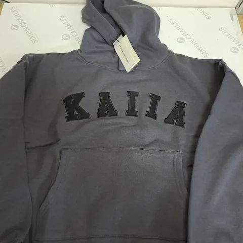 KALIA SLOGAN OVERSIZED GREY HOODIE DARK GREY - SIZE 10