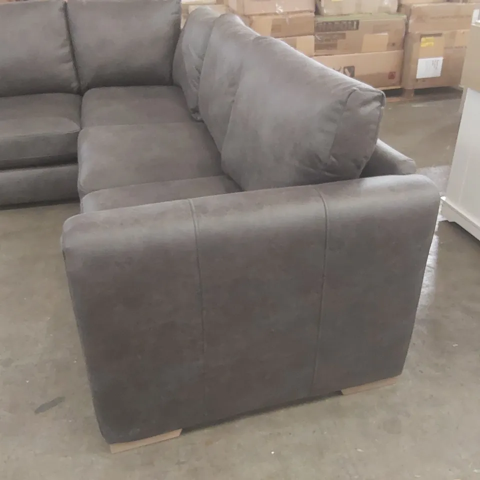 BABLU 4 SEATER FAUX LEATHER CORNER SOFA UPHOLSTERY COLOUR: CHARCOAL ORIENTATION: LEFT HAND FACING