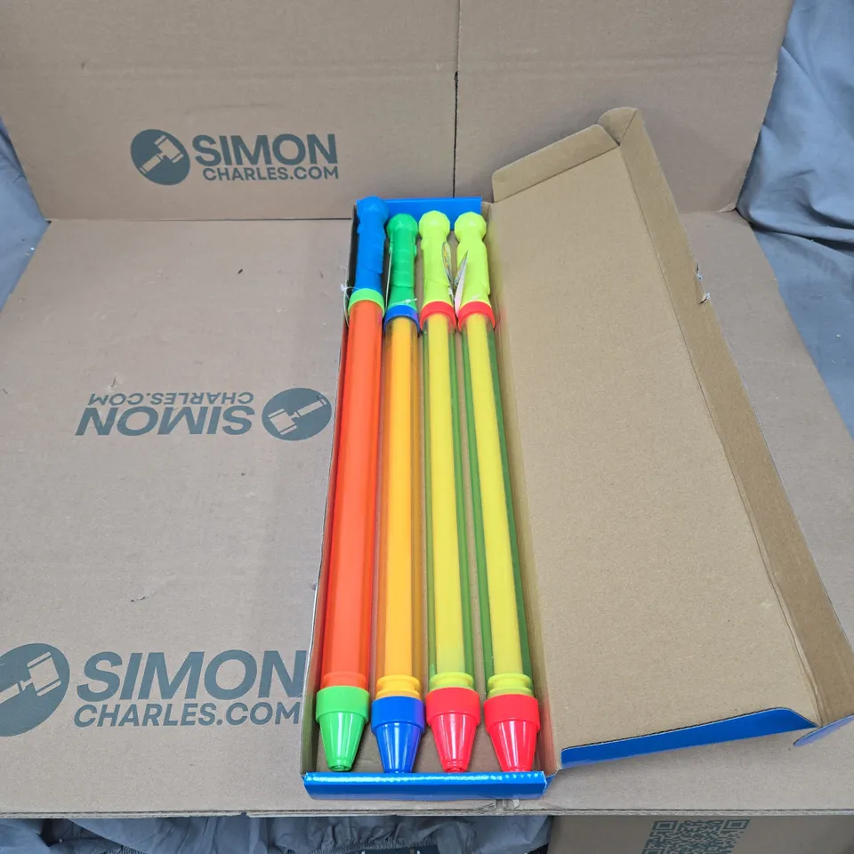 3 X SET OF 4 PULL OUT WATER GUNS, ASSORTED COLOURS BOXED