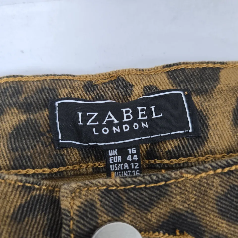 IZABEL LONDON LEOPARD PRINT JEANS – UK 16