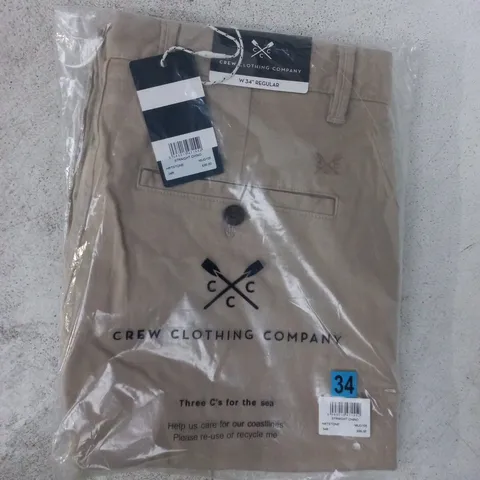 BAGGED CREW CLOTHING COMPANY STRAIGHT CHINOS IN STONE SIZE 34R