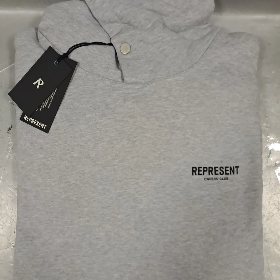 REPRESENT OWNERS CLUB HOODIE IN ASH GREY SIZE MEDIUM