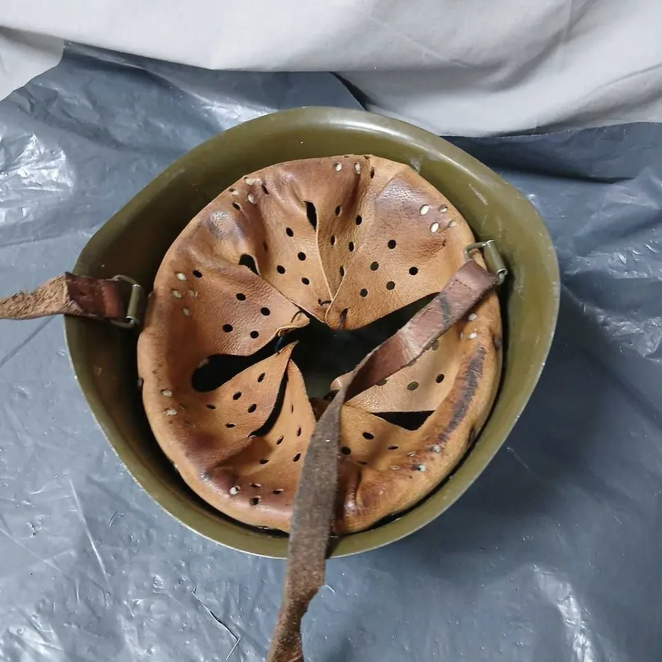 WORLD WAR II ERA HELMET WITH LEATHER LINER
