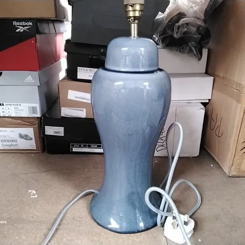 LAURA ASHLEY TABLE LAMP, BLUE CRACKLE GLAZE