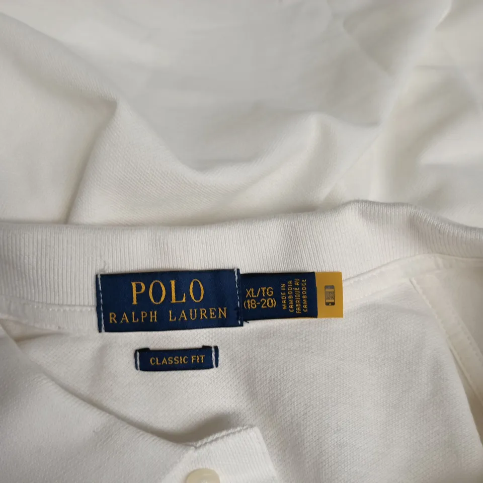 POLO RALPH LAUREN POLO SHIRT – WHITE – CLASSIC FIT – UK 18-20 (XL)