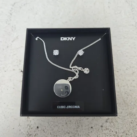 DKNY CUBIC ZIRCONIA NECKLACE & STUD EARRINGS SET I