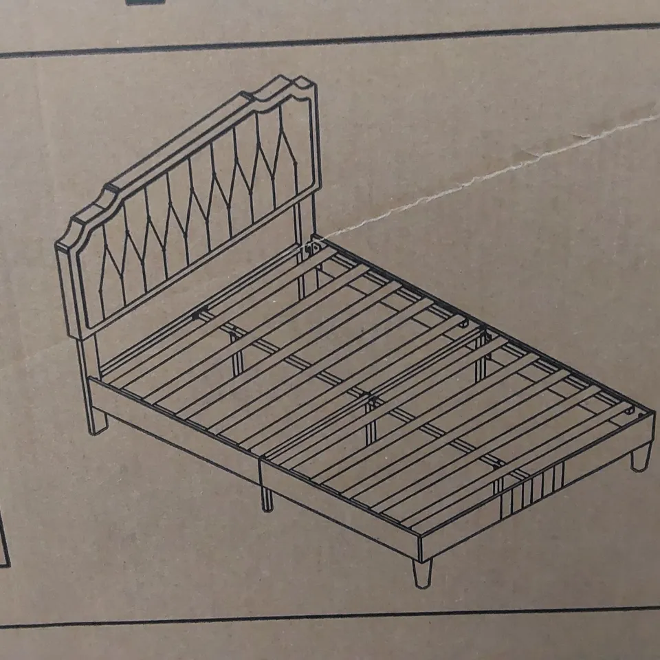 BOXED UPHOLSTERED KING SIZED BED FRAME WITH HEIGHT ADJUSTABLE HEADBOARD IN DARK GREY (2 BOXES)