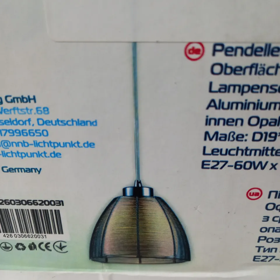 BOXED NNB LIGHTING FIONA 1 LIGHT PENDANT IN SILVER 