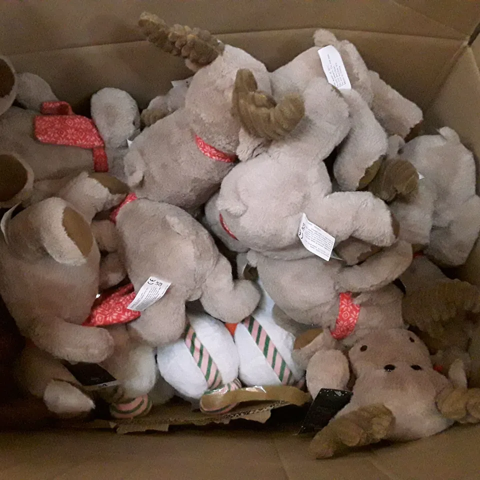 BOX CONTAINING APPROXIMATELY 27 BRAND NEW CHRISTMAS SNOWMEN & REINDEER TOYS