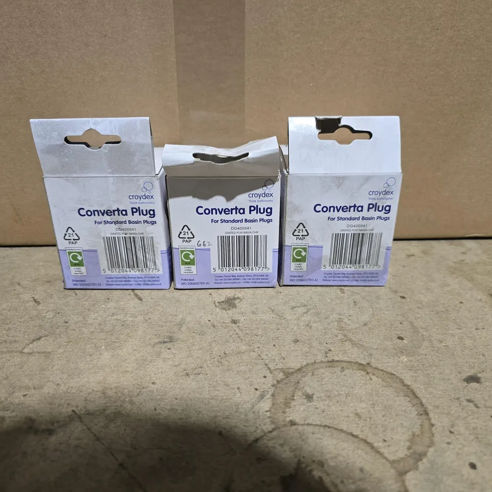 CROYDEX CONVERTA PLUG – FOR STANDARD BASIN PLUGS (3 X BOXES)