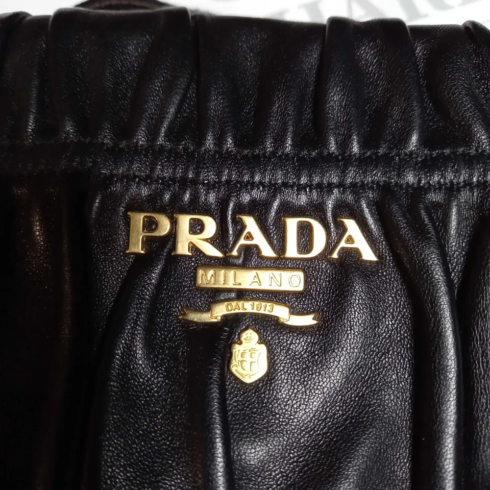 PRADA MILANO BLACK LEATHER STRAPPED BAG 