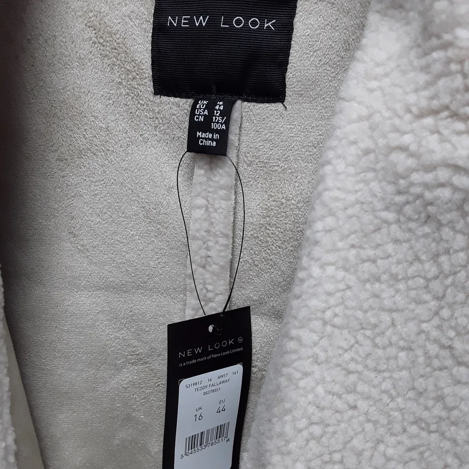 NEW LOOK TEDDY FALL AWAY COAT - UK 16