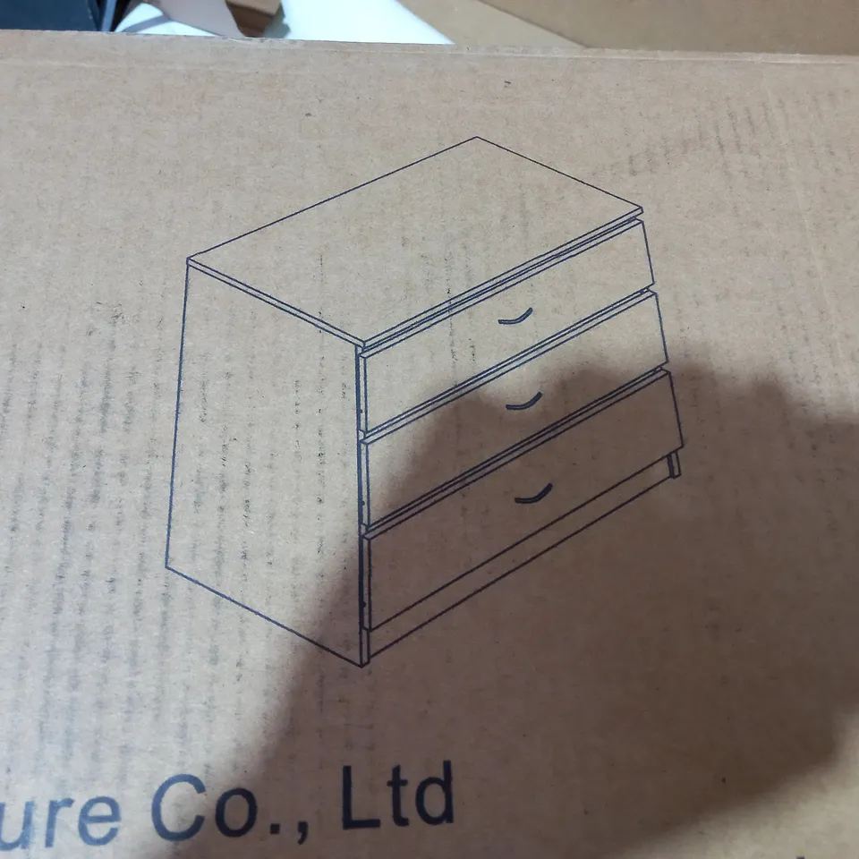 BOXED DESIGNER 3 DRAWER CHEST - OAK EEFECT
