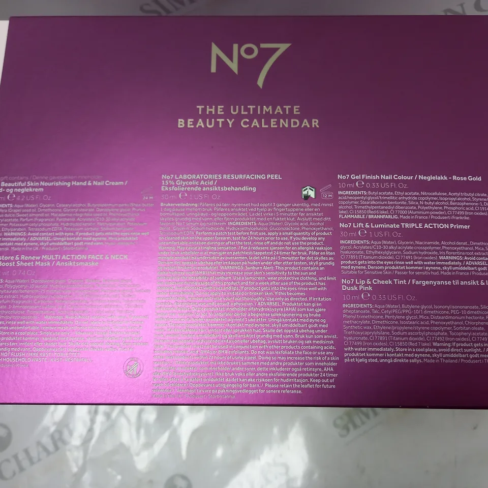 BOXED NO7 THE ULTIMATE BEAUTY CALENDAR 