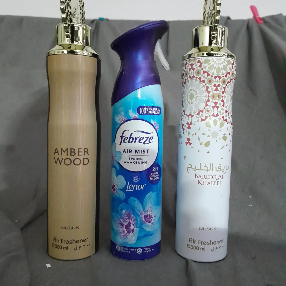 BOX OF APPROXIMATELY 10 AEROSOLS TO INCLUDE  - NUSUK - FEBREZE - CILLIT BANG  - COLLECTION ONLY 