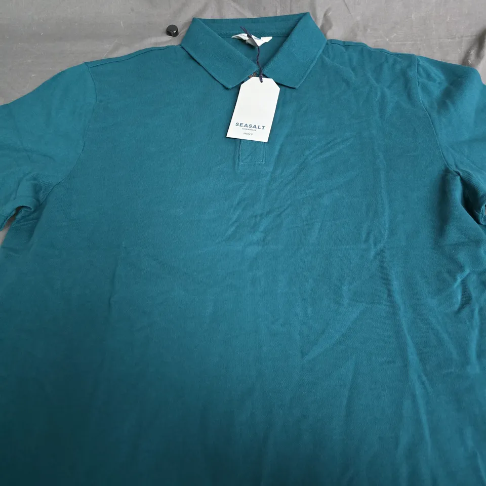 SEASALT CORNWALL MEN'S BELGRAVE POLO SHIRT – KINGFISHER, UK L