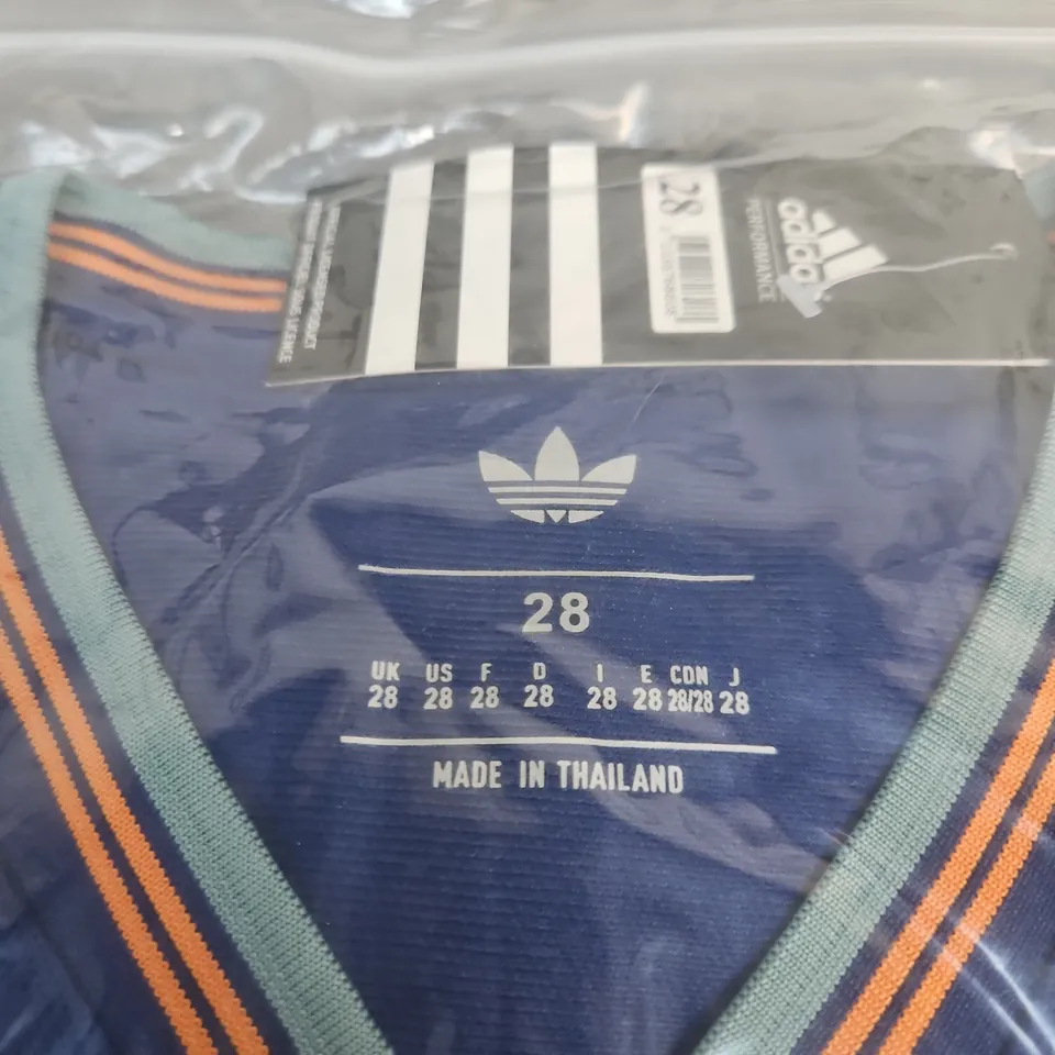 ADIDAS NEWCASTLE UNITED FOOTBALL SHIRT – BLUE WITH ORANGE TRIM, UK 28 (MEN)