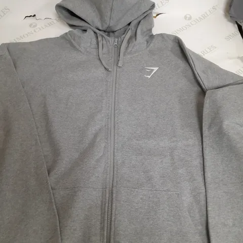 GYMSHARK LIGHT GREY ZIP UP HOODIE - XL