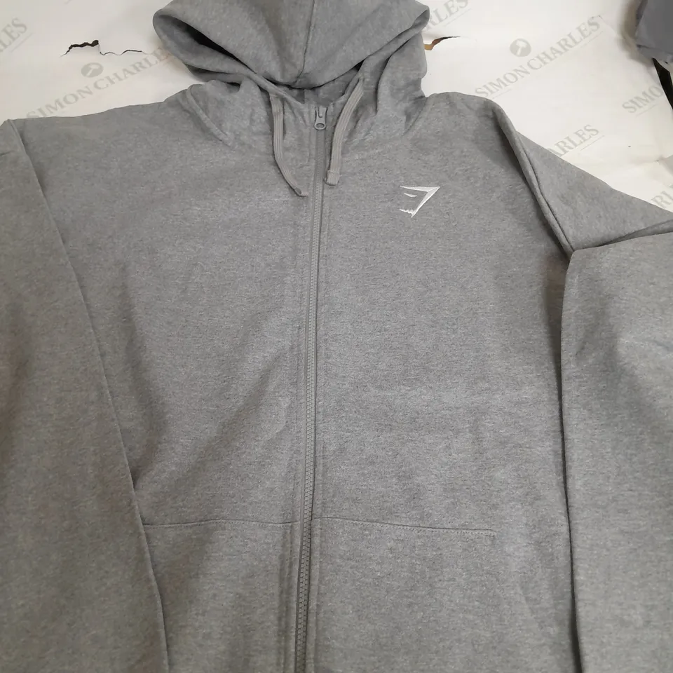 GYMSHARK LIGHT GREY ZIP UP HOODIE - XL