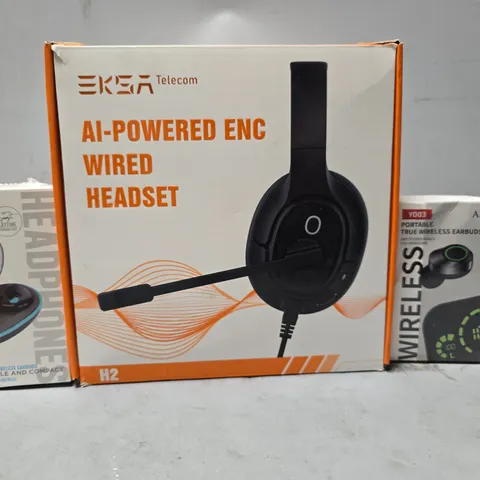 APPROXIMATELY 5 ASSORTED ITEMS TO INCLUDE -X55 WIRELESS EARPHONE , AI POWERED ENC WIRED HEADSET ETC