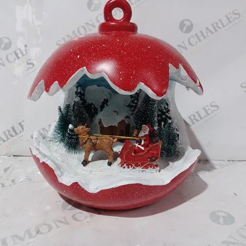 BOXED SANTA EXPRESS PRE-LIT CHRISTMAS SCENE IN RESIN BAUBLE