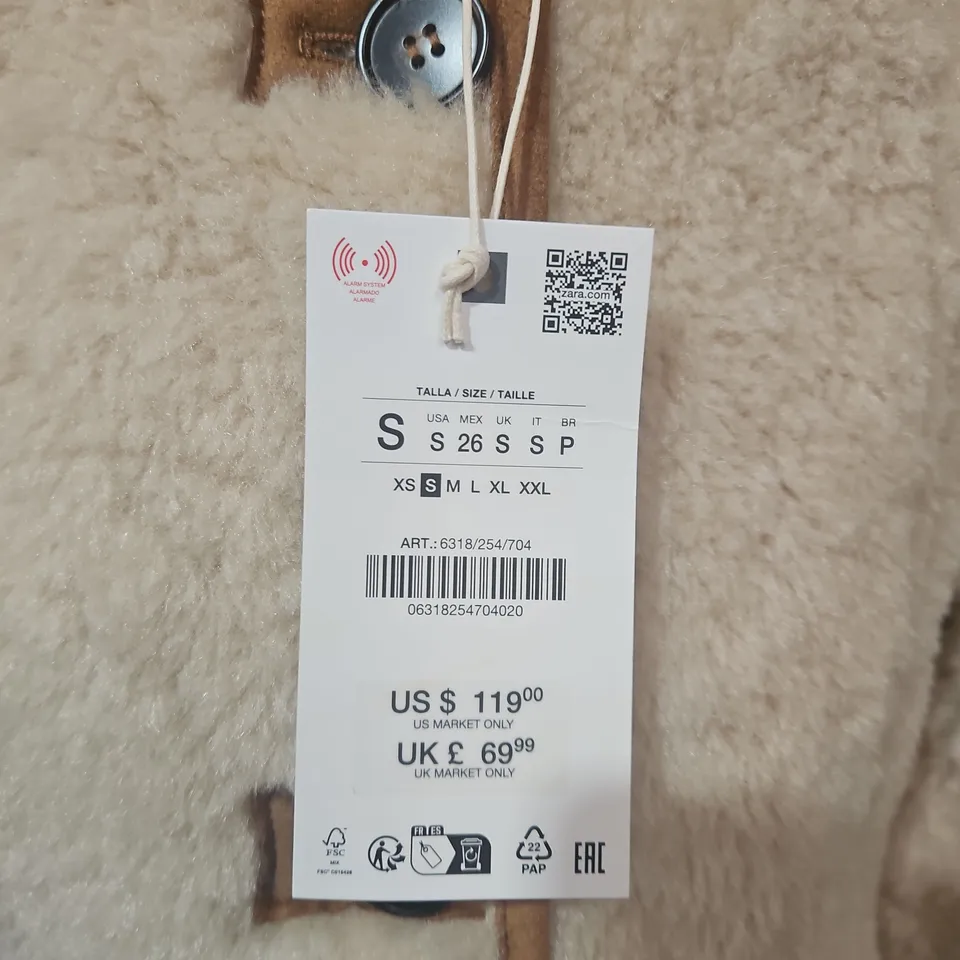 ZARA FAUX SHEARLING JACKET – CREAM – WOMEN'S – SIZE S