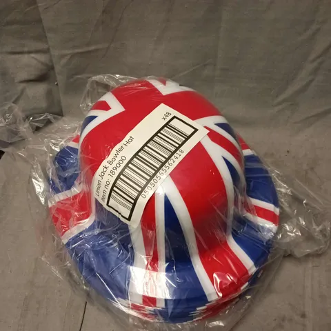 48 X UNION JACK PLASTIC PARTY BOWLER HATS 