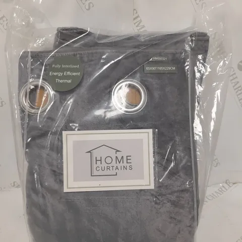 HOME CURTAINS THERMAL VELOUR EYELET CURTAINS IN MID GREY 165CM X 229CM