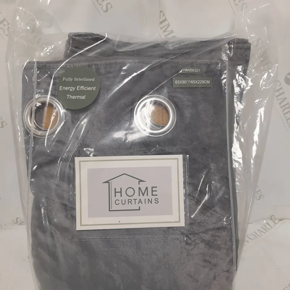 HOME CURTAINS THERMAL VELOUR EYELET CURTAINS IN MID GREY 165CM X 229CM