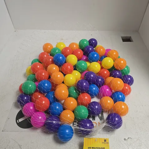 100 MULTICOLOUR PLAY BALLS IN MESH NET – TOY SET