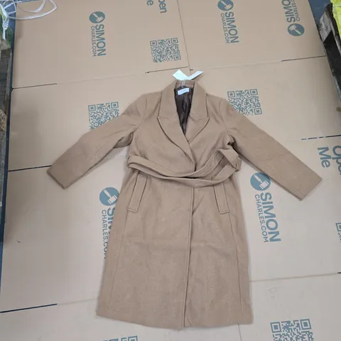 RESERVED TAN WOMEN'S BELTED LONG COAT – UK SIZE L